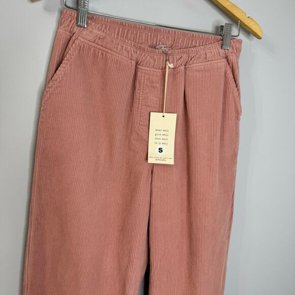 IT IS WELL LA Corduroy Crop Pant Pull-on Relax Fit Pink Cotton Women's S New - Picture 4 of 9